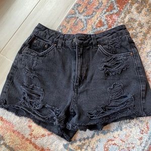 Topshop ripped black denim shorts